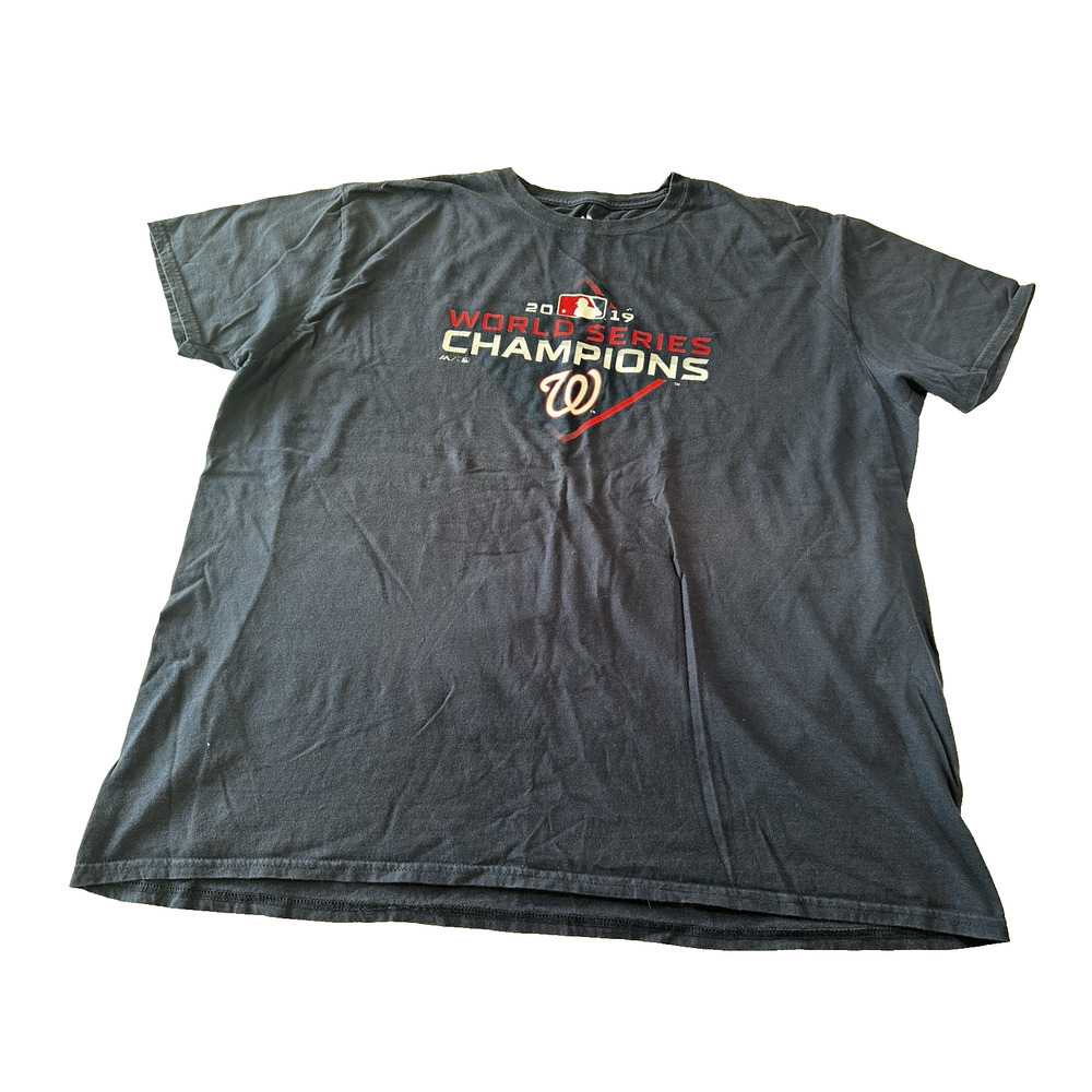 Majestic 2XL Blue T-Shirt Washington Nationals 2019 World Series Champs Baseball